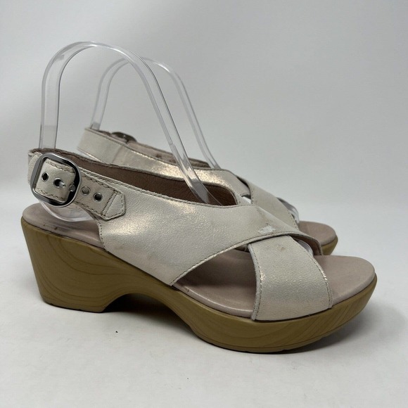 Dansko Jacinda Slingback Sandal Chunky Platform Champagne Women's EU 37 (US 6.5) - Picture 2 of 12